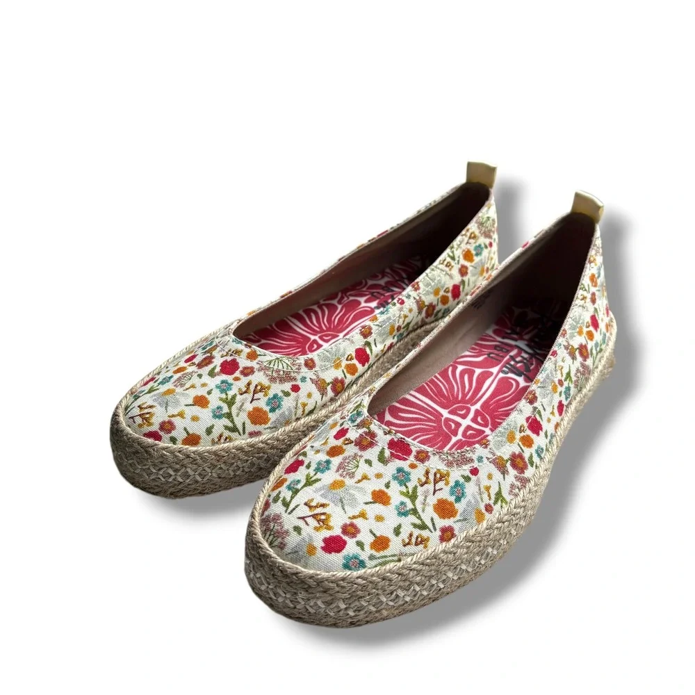 Blowfish Malibu Women Floral Espadrille Flats Canvas Slip On Shoes Multi Color